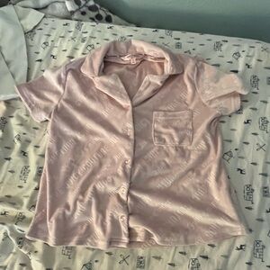 Juicy Couture Pink Pajama Top with Notched Collar